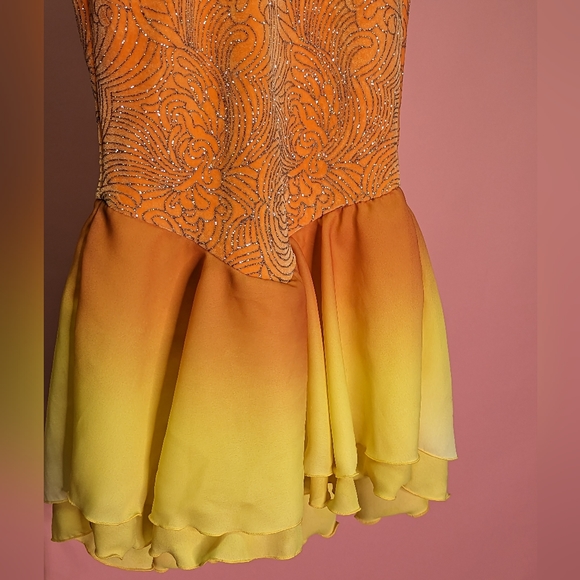 Beautiful Yellow/Orange Youth Skating Dress Size 12/14 Youth Jerry's Skating Wo - Picture 3 of 14